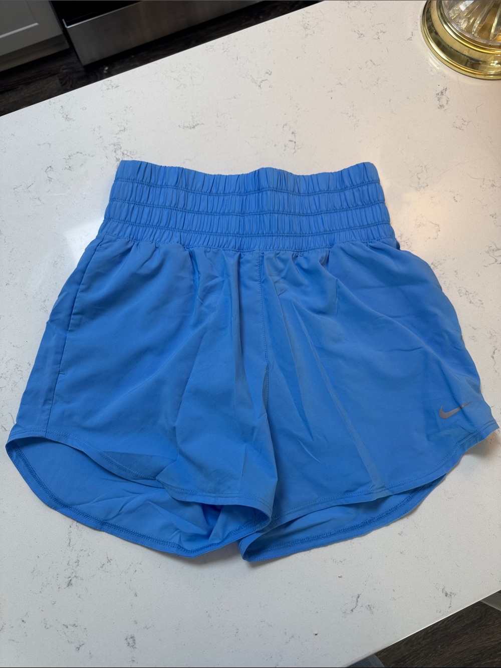 Nike Women's Sky Blue Elastic-High Waist Performance Shorts NWOT